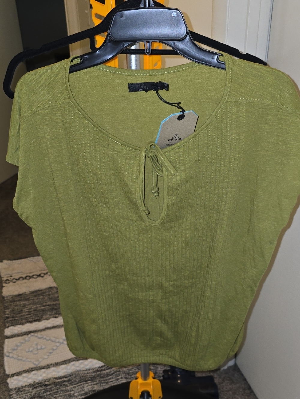 $5 - MUST BUNDLE - NWT Prana Olive Green Short Sleeve Tie-Neck Tee